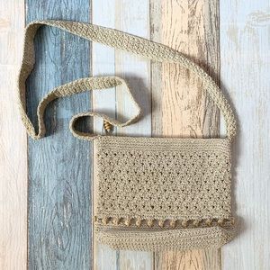 90s Small square crochet crossbody bag